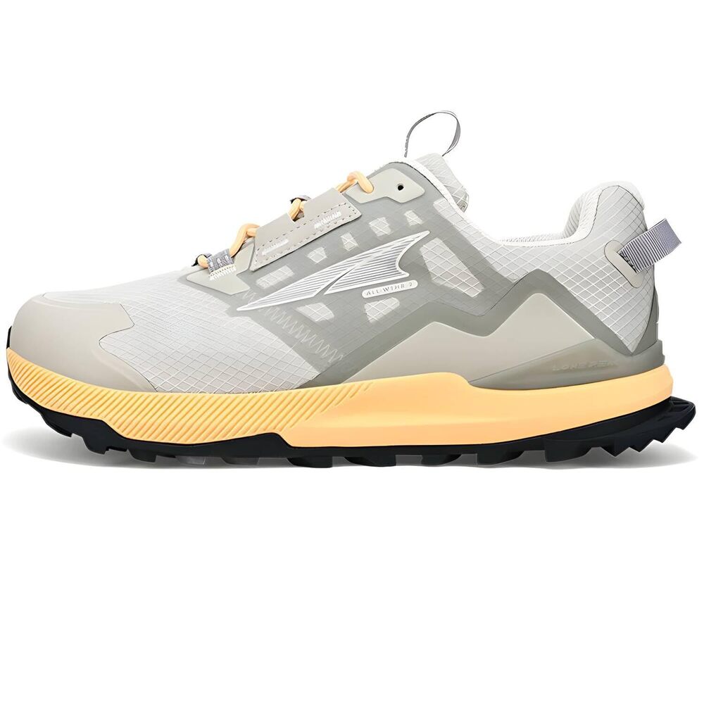 ALTRA Women's Lone Peak All-WTHR Low 2 Trail Running Shoe, Gray/Orange, 7.5